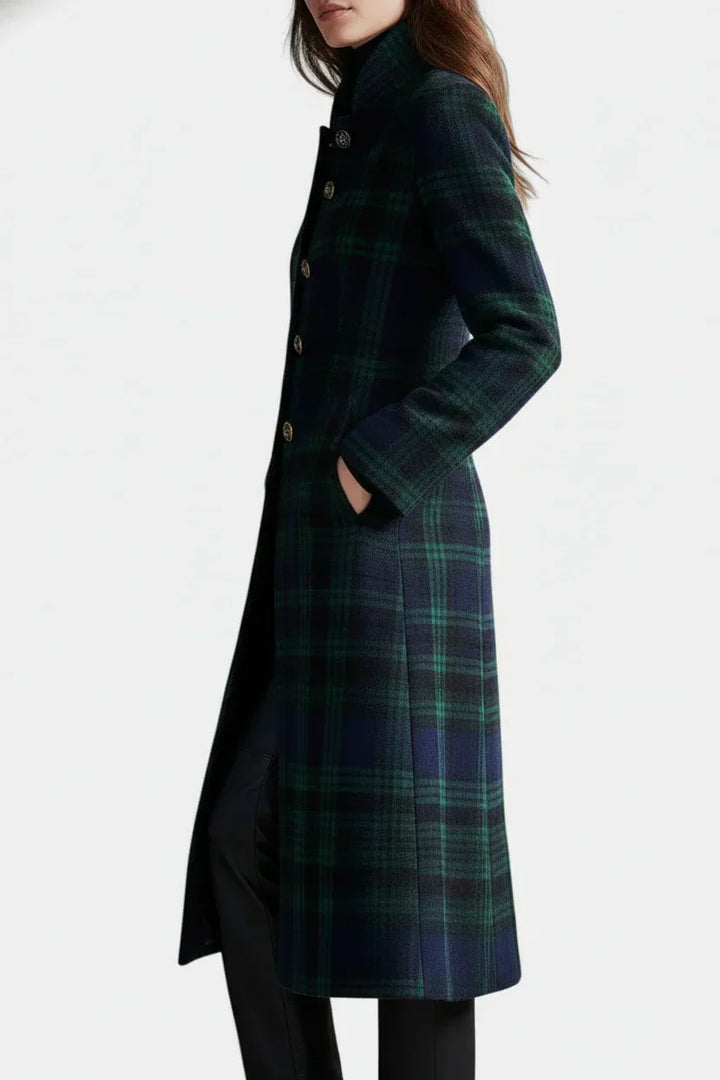 Madeleine™ — Manteau mi-long carreaux élégant